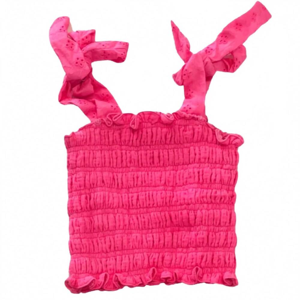 NEW FLOWERS BY ZOE kid's eyelet detailed smock top in pink